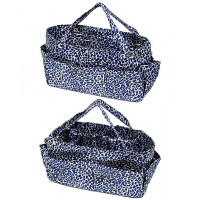 Bag Organizer - 12PCS Leopard Print w/ Detachable Handles - Blue -BO-610LE-BL